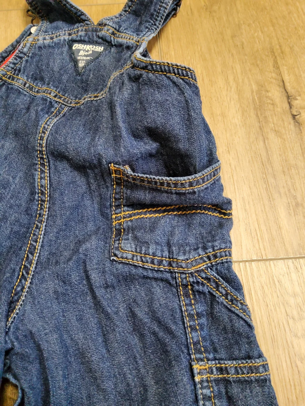 Vintage Classis OshKosh B'gosh Kids 12M Denim Fleece Lined Snap Leg Overalls